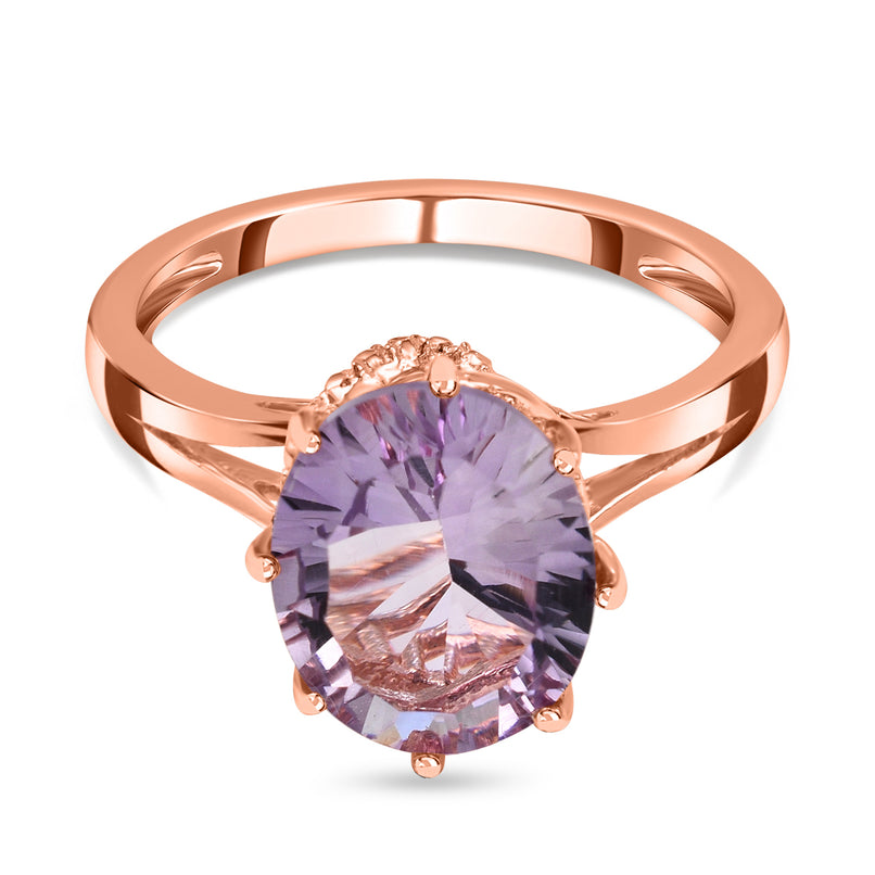 D'Joy Pink Amethyst Solitaire Ring in 18K Vermeil Rose Gold Plated Sterling Silver 3.27 Ct._7520002