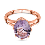 D'Joy Pink Amethyst Solitaire Ring in 18K Vermeil Rose Gold Plated Sterling Silver 3.27 Ct._7520003