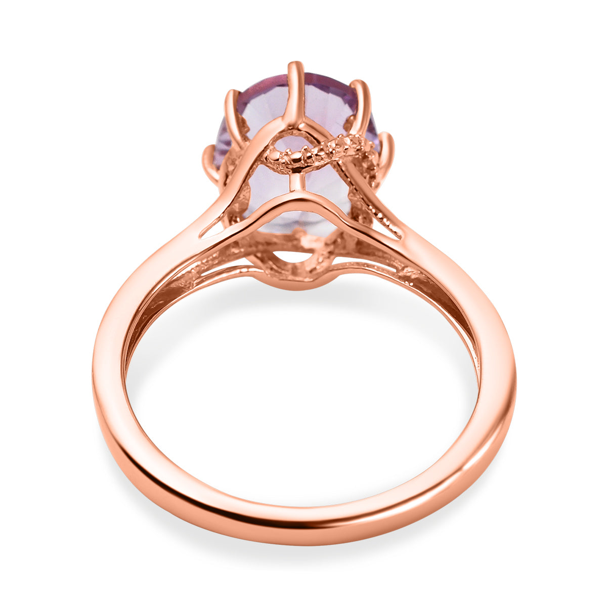 3 Ct. Pink Amethyst Solitaire Ring in 18K Vermeil Rose Gold Over Sterling Silver V32533912 5