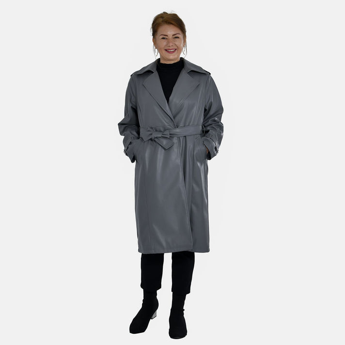 TAMSY Oversized Belted Coat with Adjustable Cuffs  - Dark Grey 7524954 1