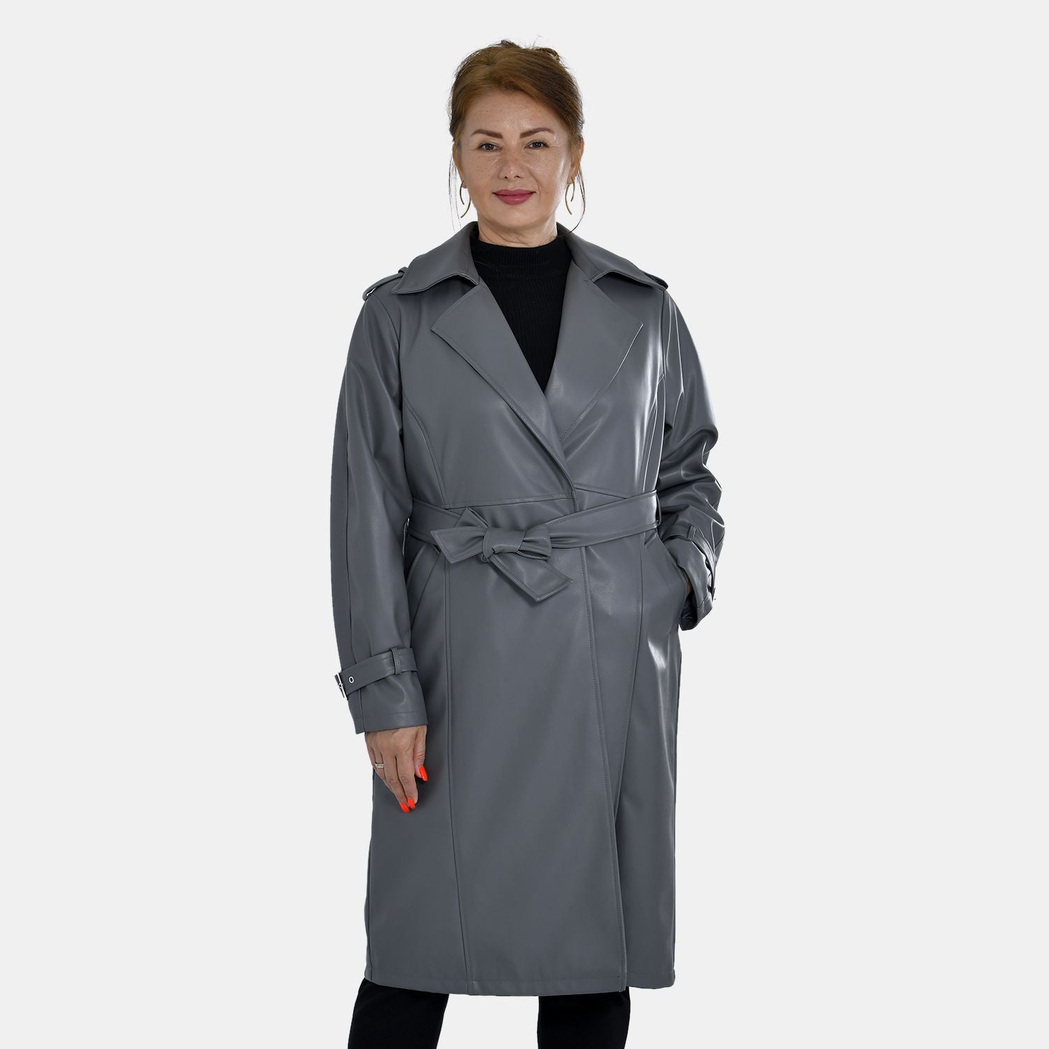 TAMSY Oversized Belted Coat with Adjustable Cuffs  - Dark Grey 7524954 3