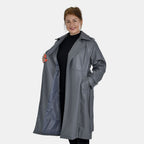 Tamsy Faux Leather Belted Long Coat with Adjustable Cuffs (Size XL,20-22) - Dark Grey_7524954_4