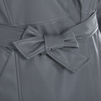 Tamsy Faux Leather Belted Long Coat with Adjustable Cuffs (Size XL,20-22) - Dark Grey_7524954_6