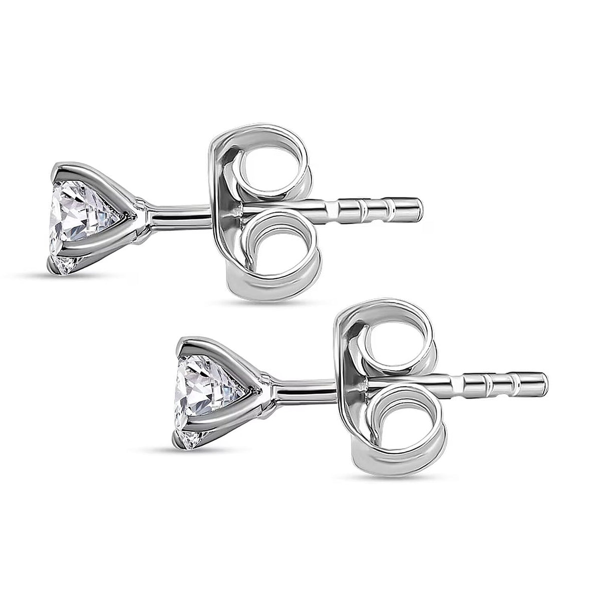 Moissanite Solitaire Stud Earrings in Platinum Plated Sterling Silver 7525006 4