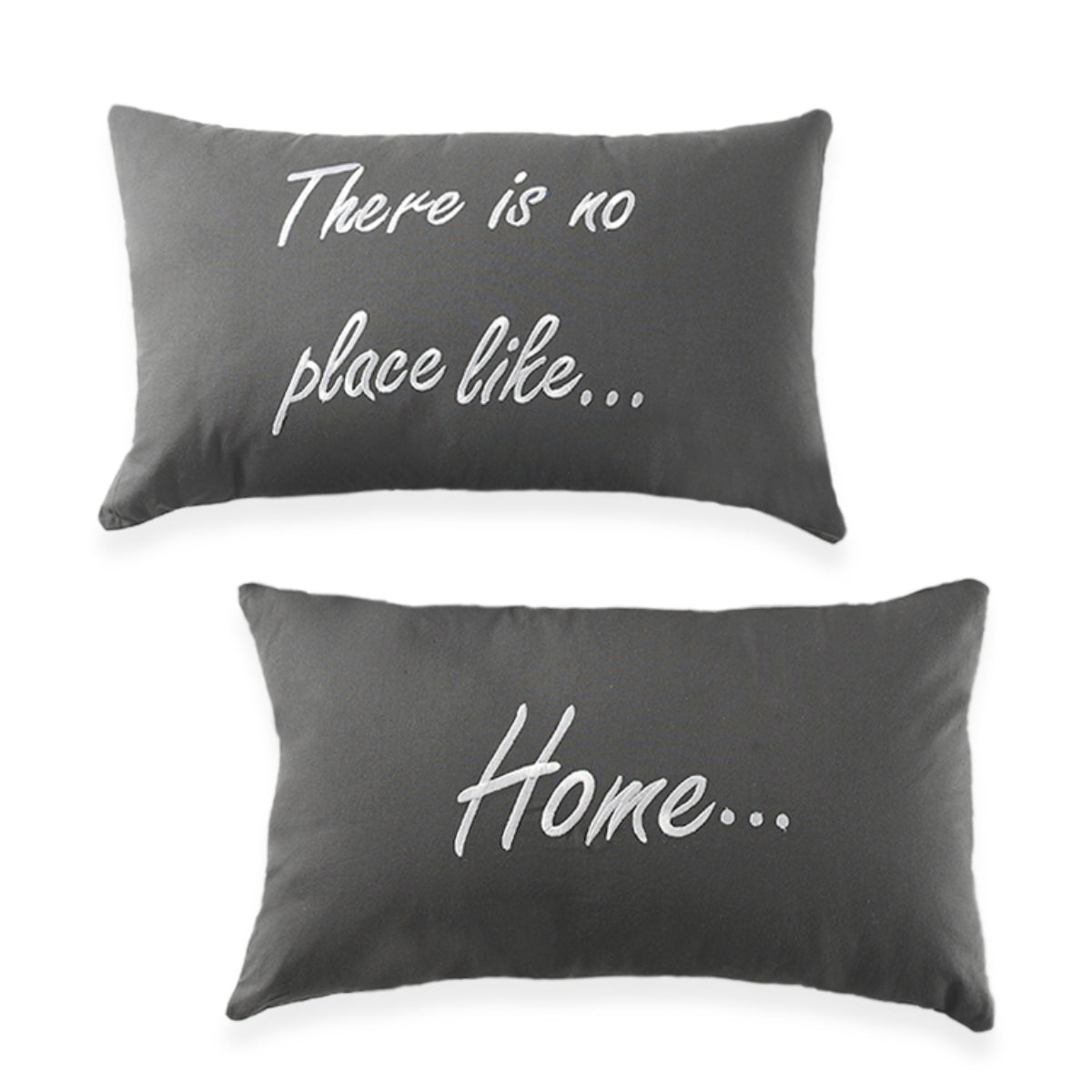 Set of 2 - 100% Cotton Embroidered Pillow (Size 50x30 Cm) - Grey V32719556 0