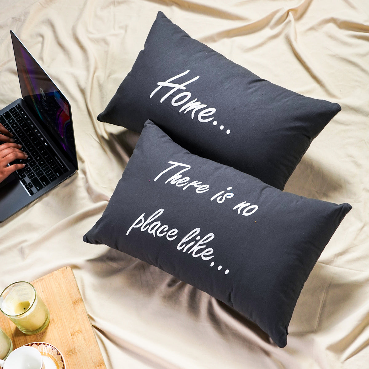 Set of 2 - 100% Cotton Embroidered Pillow (Size 50x30 Cm) - Grey V32719556 2