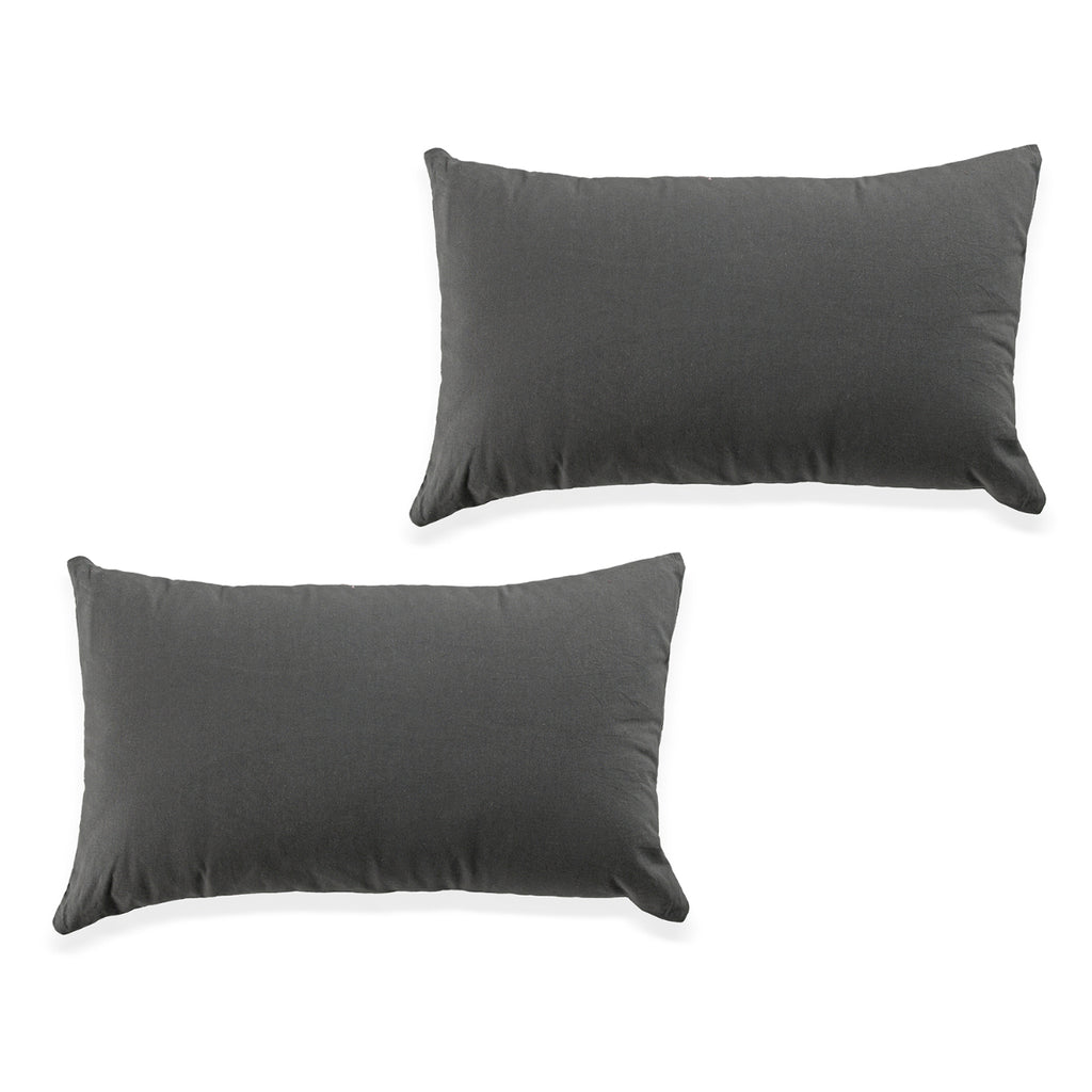 Set of 2 - 100% Cotton Embroidered Pillow (Size 50x30 Cm) - Grey_7528043_4