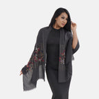Close Out Embroidered Scarf (One Size) - Navy_7532266_3