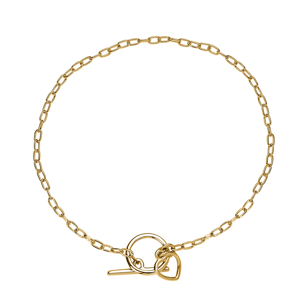 18K Vermeil Yellow Gold Plated Sterling Silver Bracelet (Size - 7.5) with Tongle Lock_7533041
