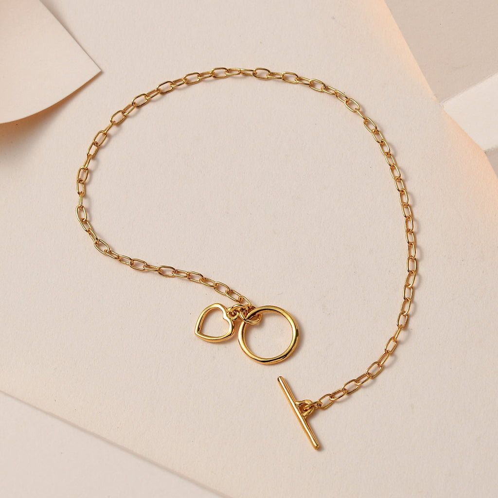 18K Vermeil Yellow Gold Plated Sterling Silver Bracelet (Size - 7.5) with Tongle Lock_7533041_1