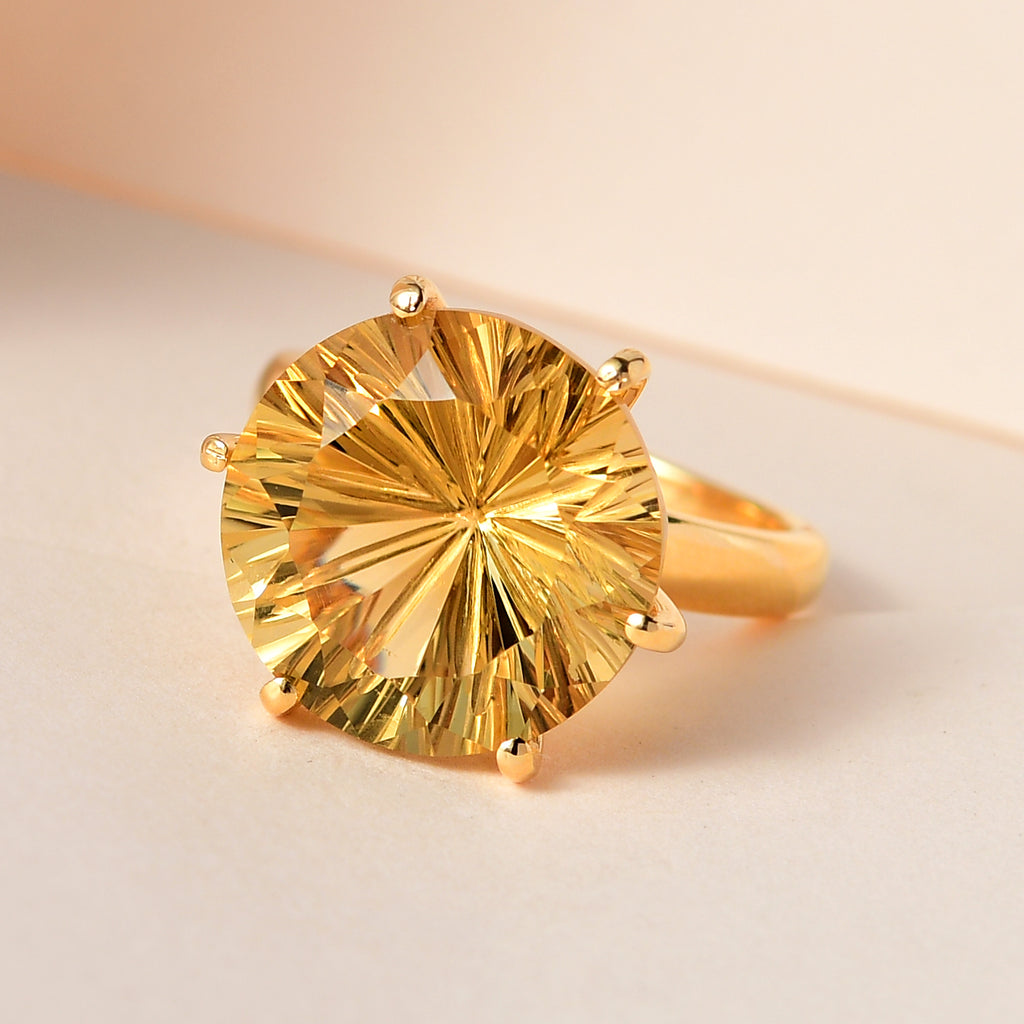 D'Joy Hanabi Cut Citrine Solitaire Ring in 18K Vermeil Yellow Gold Plated Sterling Silver 9.57 Ct._7535936_1