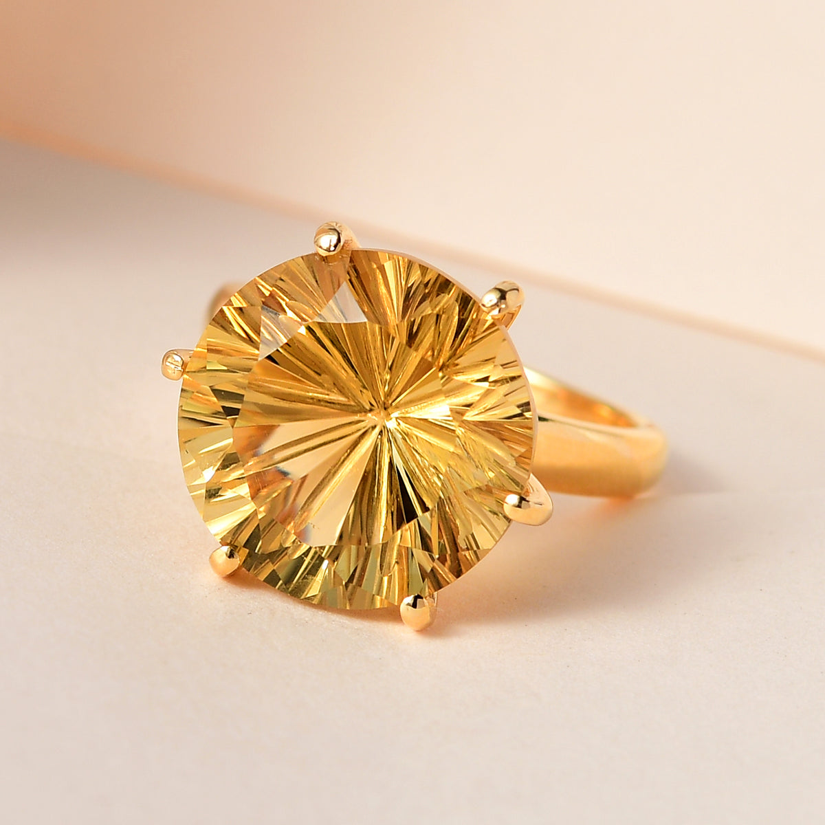 Hanabi Cut Citrine Solitaire Ring in 18K Yellow Gold Vermeil Plated Sterling Silver V32636244 1