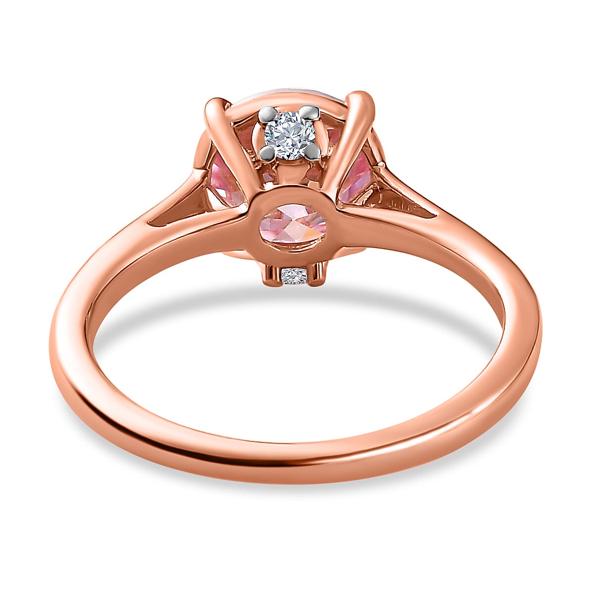 Pink Moissanite and White Moissanite Solitaire Ring in 18K Vermeil Rose Gold Plated Sterling Silver 1.84 Ct. 7540175 5
