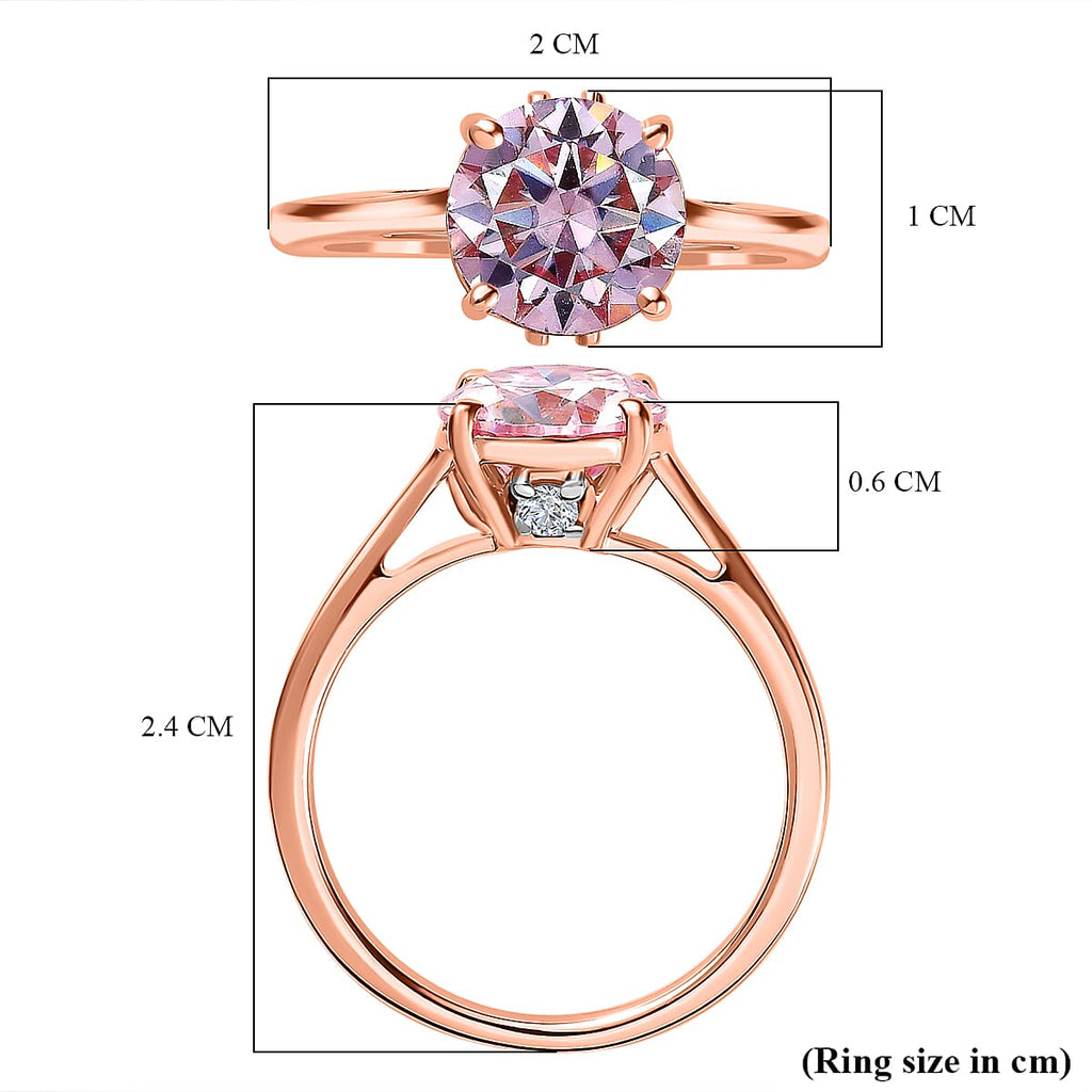 Blush Moissanite and White Moissanite Ring in 18K Vermeil Rose Gold Plated Sterling Silver 1.84 Ct.