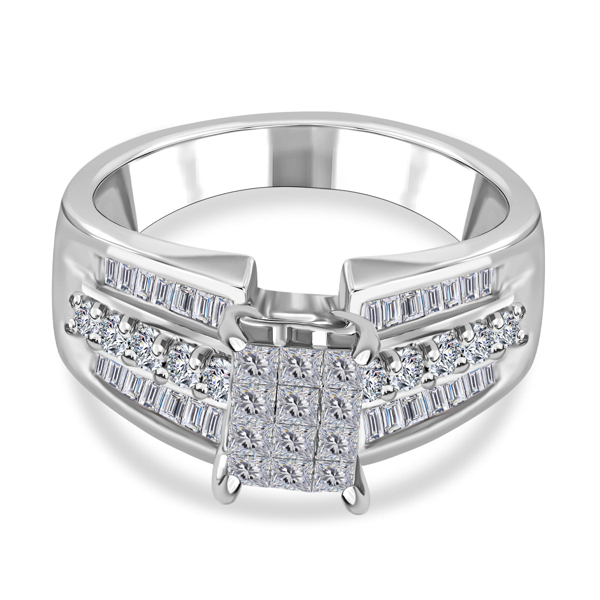NY CloseOut- 14K White Gold Diamond (SI-GH) Princess Cut Ring 1.00 Ct, Gold Wt. 6.47 GM 7540284 0