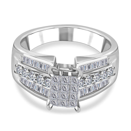 NY CloseOut- 14K White Gold Diamond (SI/GH) Princess Cut Ring 1.00 Ct, Gold Wt. 6.47 GM V32737536 1