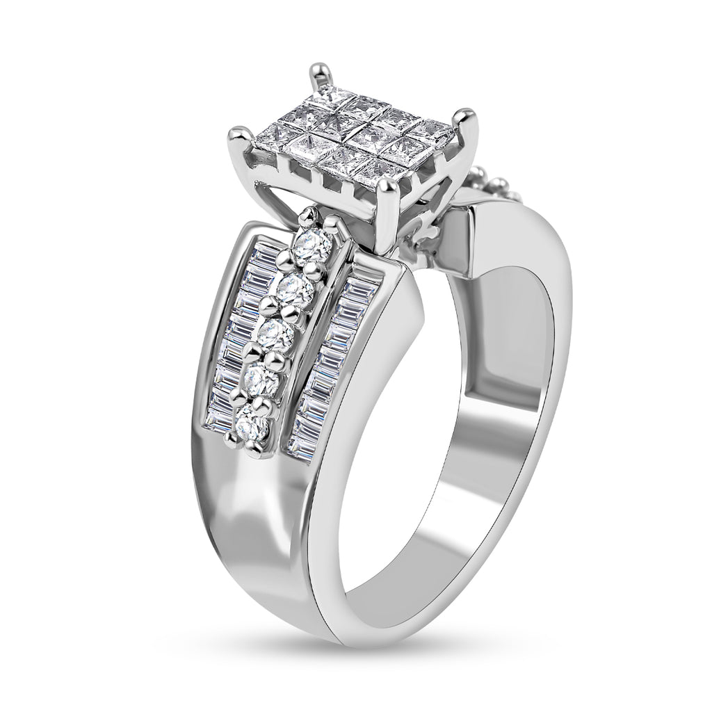 NY CloseOut- 14K White Gold Diamond (SI/GH) Princess Cut Ring 1.00 Ct, Gold Wt. 6.47 GM_7540284_3