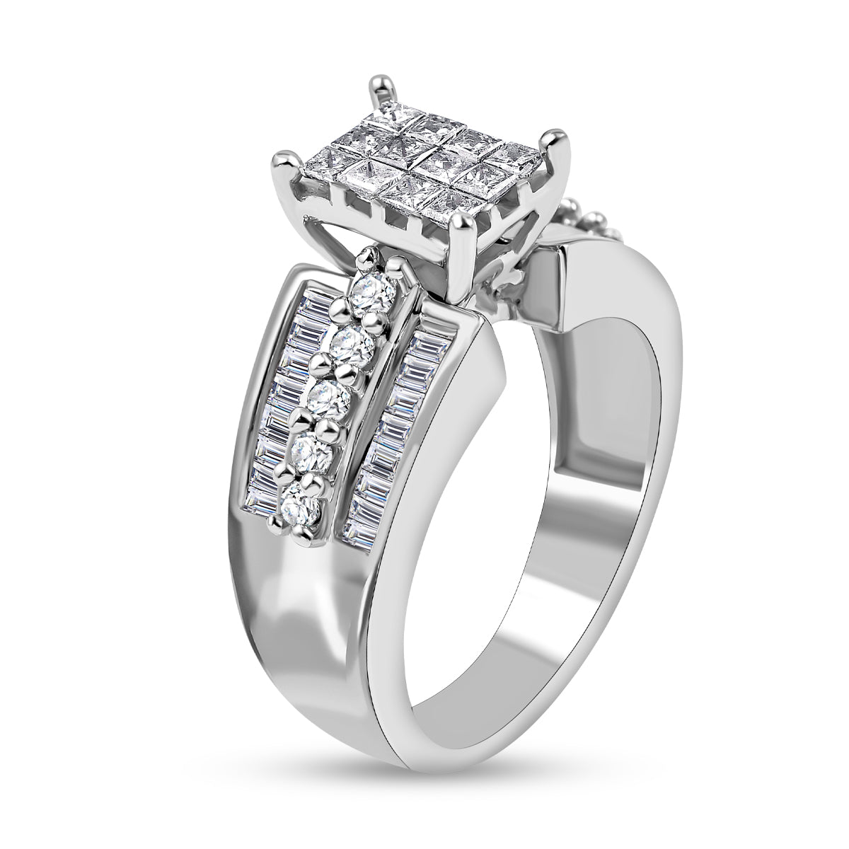 NY CloseOut- 14K White Gold Diamond (SI-GH) Princess Cut Ring 1.00 Ct, Gold Wt. 6.47 GM 7540284 3