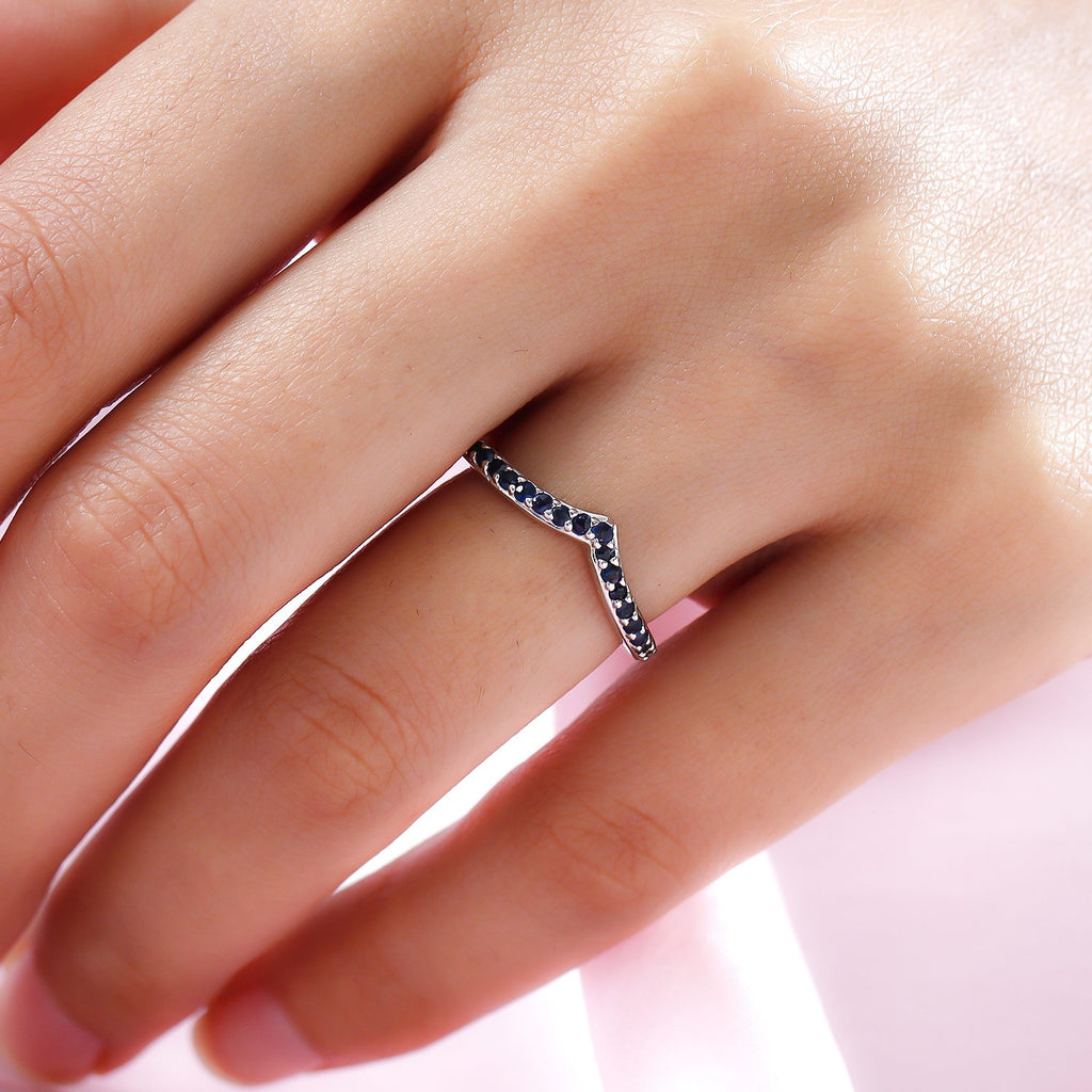 Royal Bali Collection - D'Joy Blue Sapphire Wishbone Ring in Platinum Overlay Sterling Silver_7542263_2