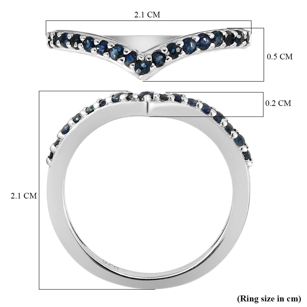 Royal Bali Collection - D'Joy Blue Sapphire Wishbone Ring in Platinum Overlay Sterling Silver_7542263_5