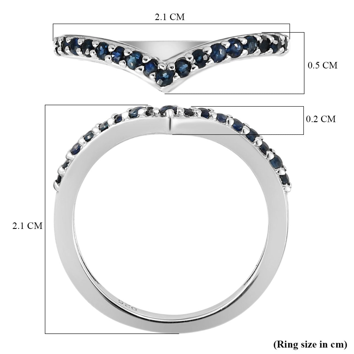 D'Joy Blue Sapphire Wishbone Ring in Platinum Overlay Sterling Silver 7542263 6
