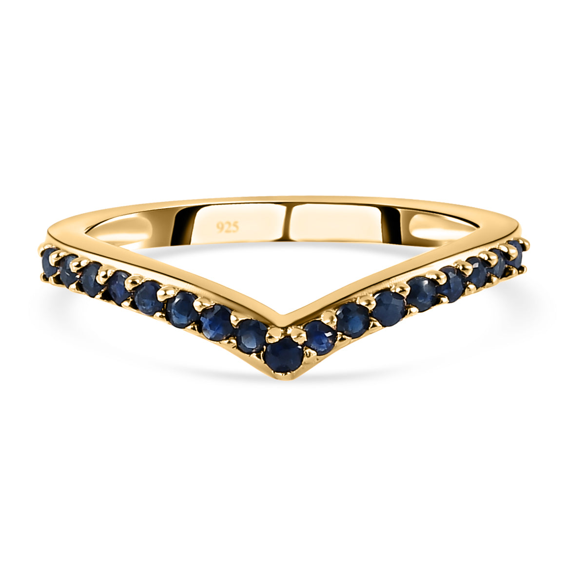 Blue Sapphire Wishbone Ring in 14K Vermeil Yellow Gold Over Sterling Silver 7542283 0