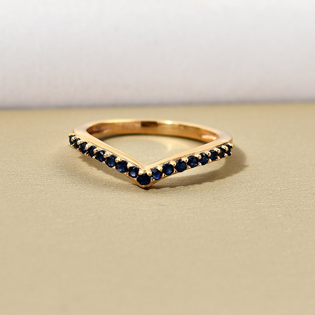Royal Bali Collection - D'Joy Blue Sapphire Wishbone Ring in 18K Vermeil Yellow Gold Plated Sterling Silver_7542283_1