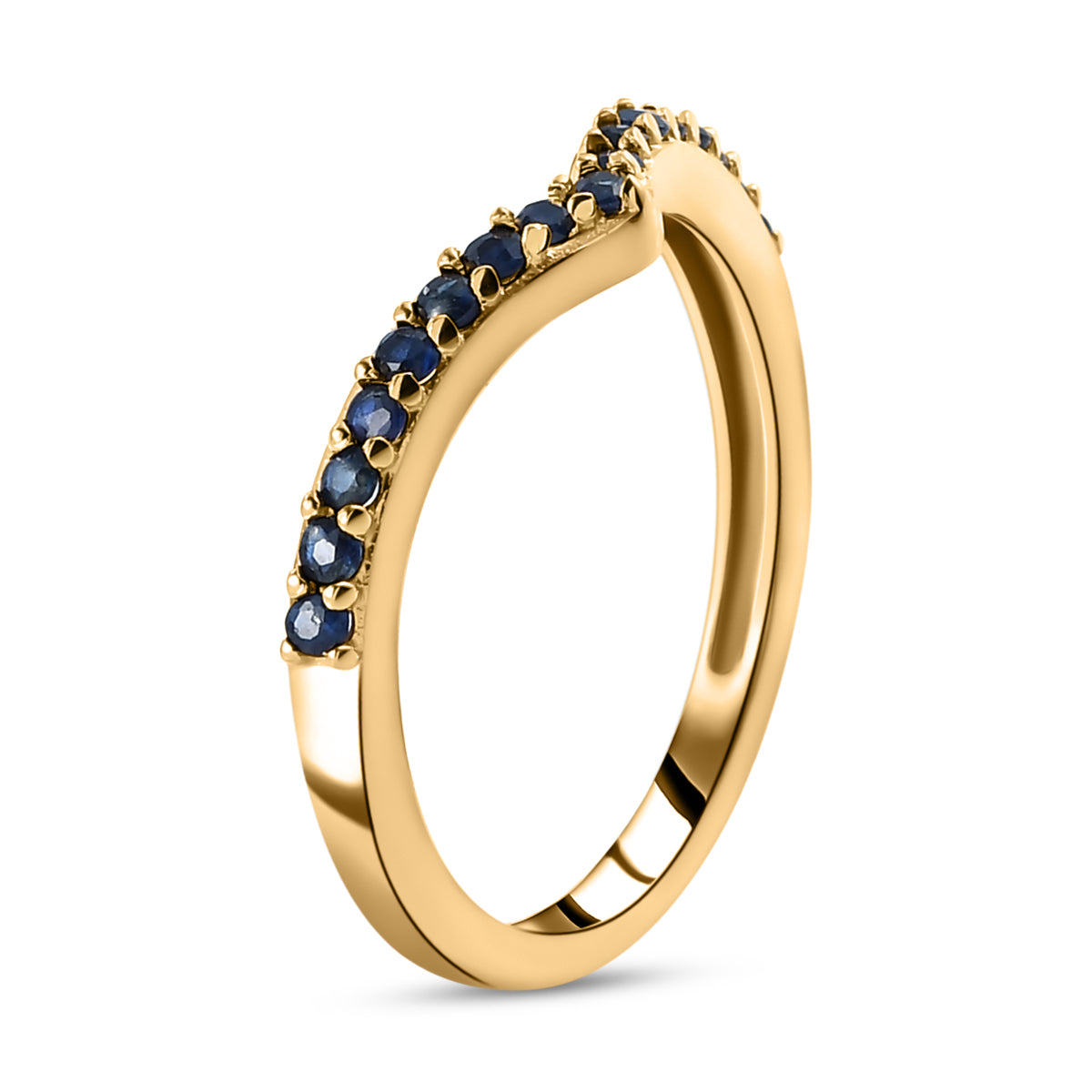 Blue Sapphire Wishbone Ring in 14K Vermeil Yellow Gold Over Sterling Silver 7542283 4