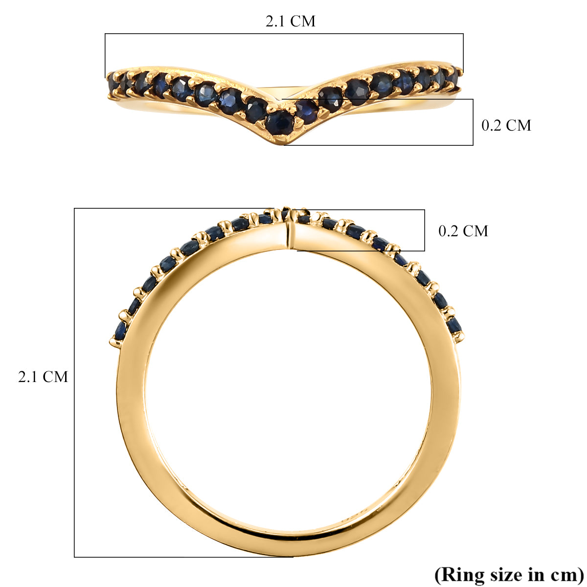 Blue Sapphire Wishbone Ring in 14K Vermeil Yellow Gold Over Sterling Silver 7542283 6