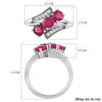 African Ruby & Natural Zircon Bypass Ring in Platinum Overlay Sterling Silver 1.90 Ct._7544806_5