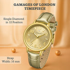 GAMAGES OF LONDON Mantua Diamond Swiss Quartz Movement Water Resistant Ladies Watch with Gold Leather Strap_7544839_1