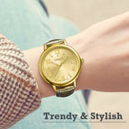 GAMAGES OF LONDON Mantua Diamond Swiss Quartz Movement Water Resistant Ladies Watch with Gold Leather Strap_7544839_4
