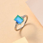 Peacock Triplet Quartz & Natural Zircon Ring in Platinum Overlay Sterling Silver 2.32 Ct._7544938_1