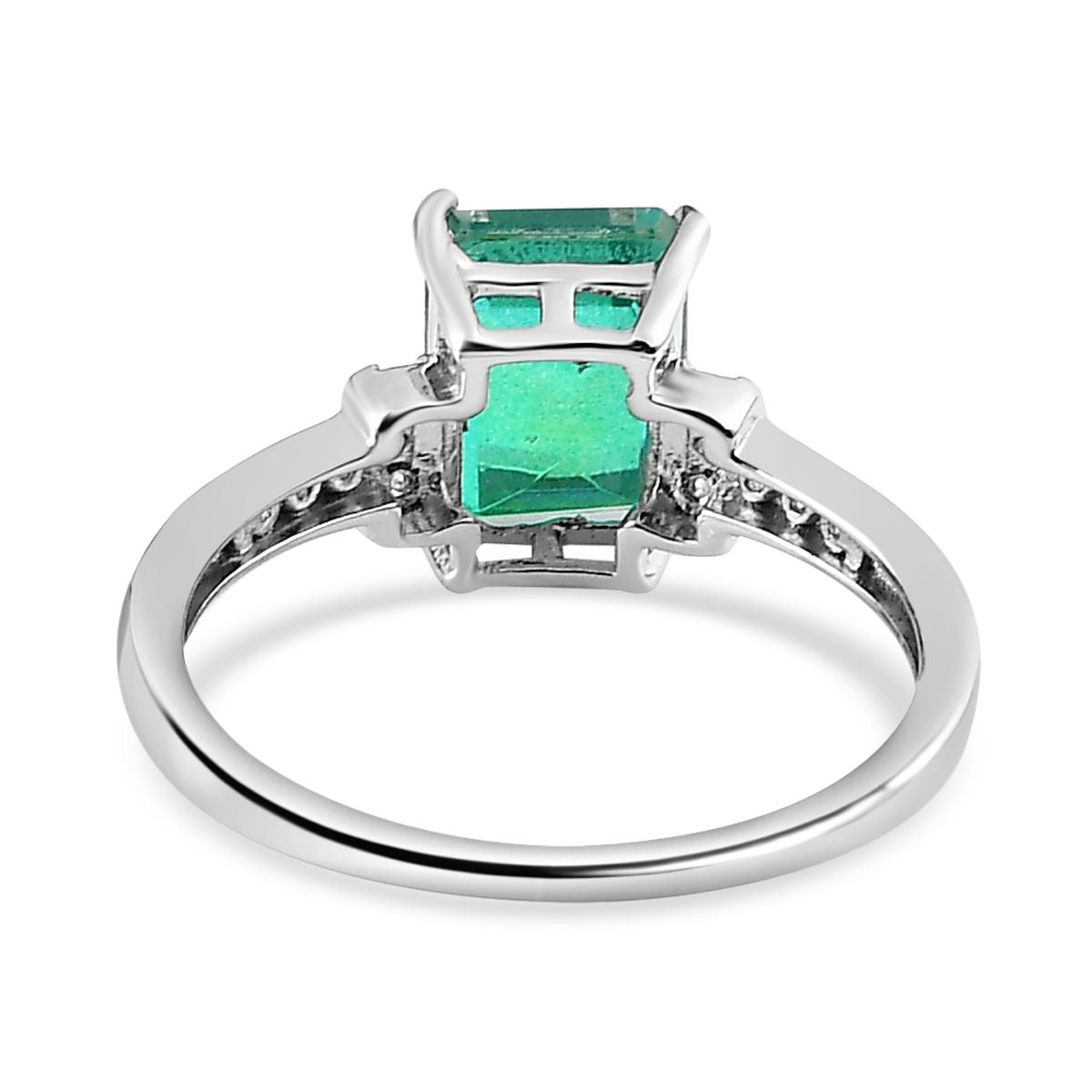 Peacock Triplet Quartz &amp; Natural Zircon Ring in Platinum Overlay Sterling Silver 2.28 Ct. V32516174 4