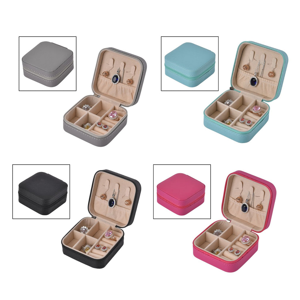 One Time Closeout - 4 Jewellery Box with Interior Velvet Protection (Size 10x10x5 ) - Pink, Mint Green, Light Gray & Black_7546466