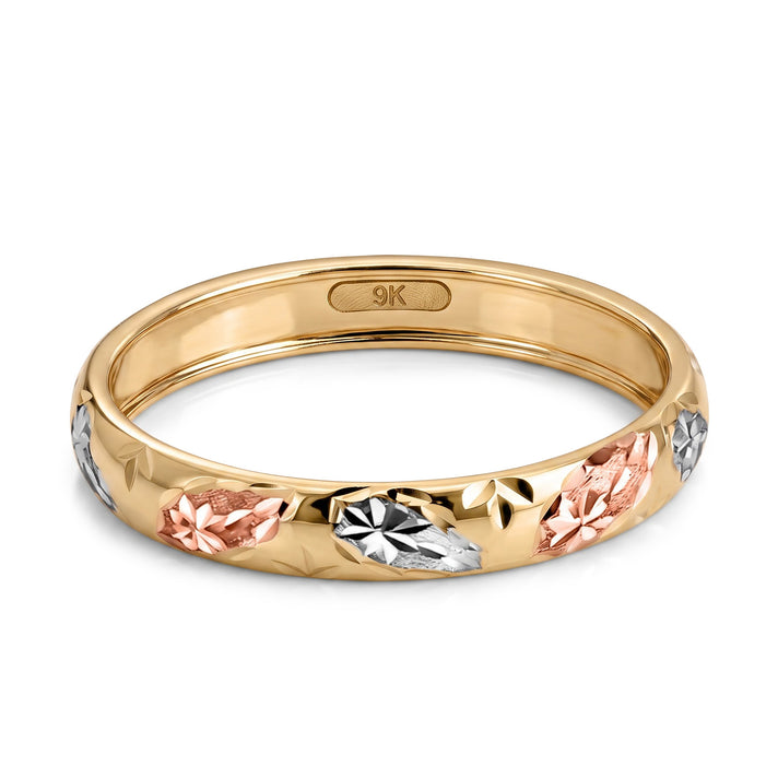 Royal Bali Collection 9K Yellow Gold Band Ring with Silver, Yellow and Rose Gold Plating 7546610 1