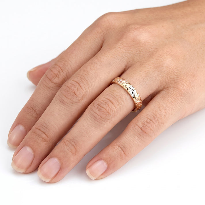 Royal Bali Collection 9K Yellow Gold Band Ring with Silver, Yellow and Rose Gold Plating 7546610 2