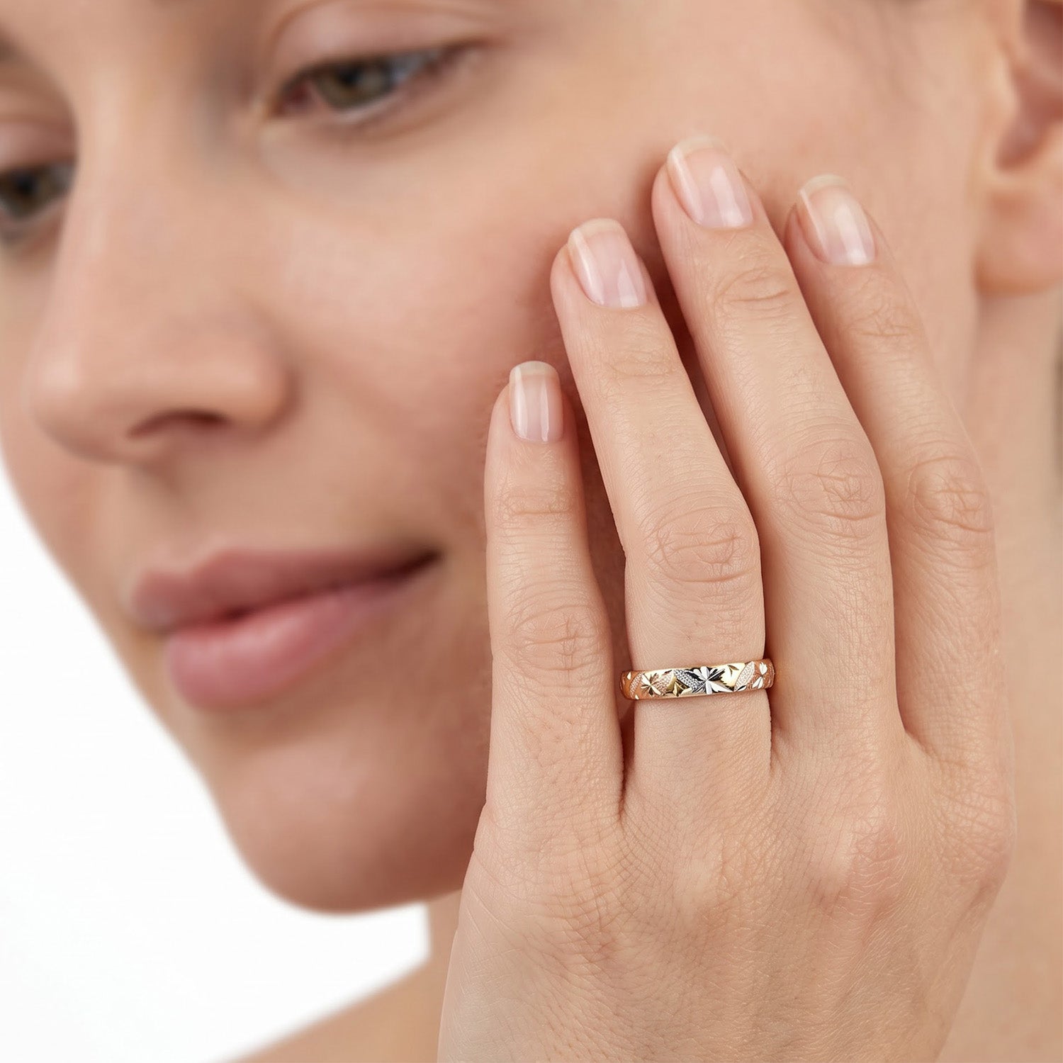 Royal Bali Collection 9K Yellow Gold Band Ring with Silver, Yellow and Rose Gold Plating 7546610 3