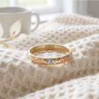 Royal Bali Collection - 9K Yellow Gold Tri Colour Band Ring_7546610_4