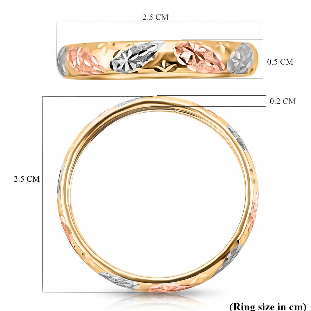 Royal Bali Collection - 9K Yellow Gold Tri Colour Band Ring_7546610_6