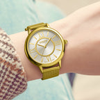 Gamages Of London Ladies Baroness Swiss Quartz Movement White Dial Diamond Stud Water Resistant Watch with Gold Mesh Bracelet_7548377_2