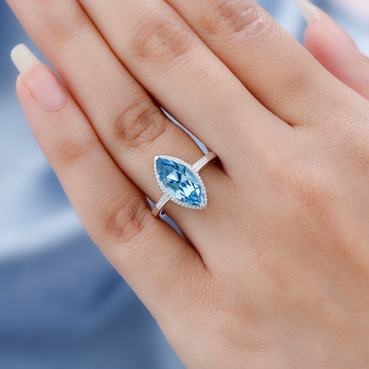 D'Joy Aquamarine Austrian Sterling Silver Crystal Solitaire Ring 2.55 Ct. 7548618 2