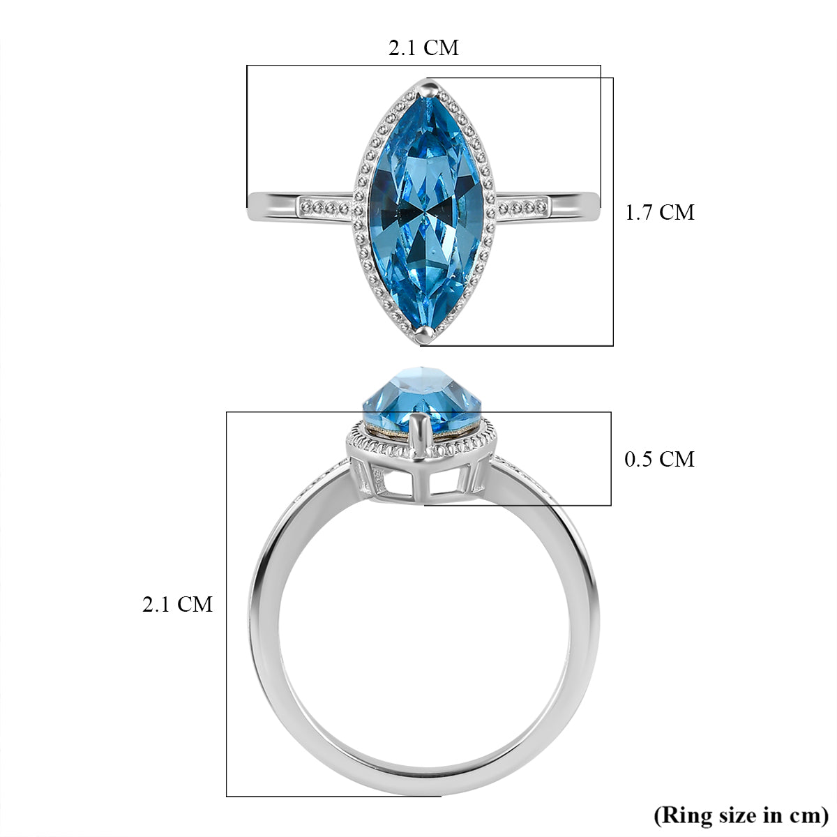D'Joy Aquamarine Austrian Sterling Silver Crystal Solitaire Ring 2.55 Ct. V32533841 5
