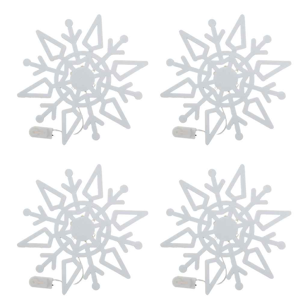 Set of 4 Christmas Felt Snowflake Table Decoration (Battery Operated) - White_7552751