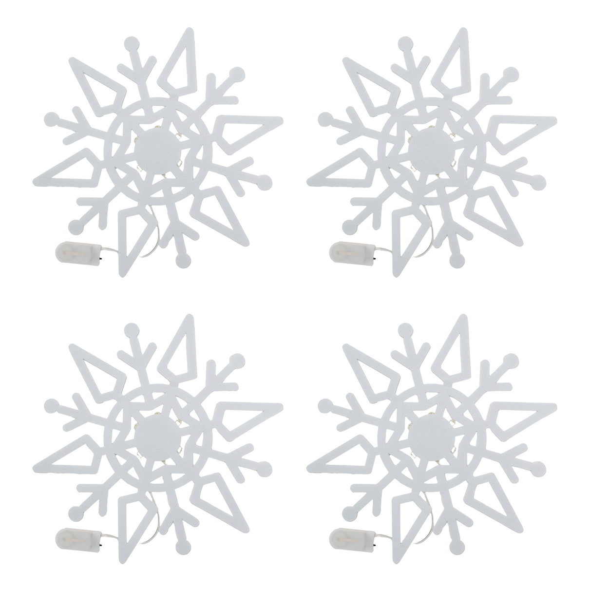 Set of 4 Christmas Felt Snowflake Table Decoration (Battery Operated) - White V32534209 0