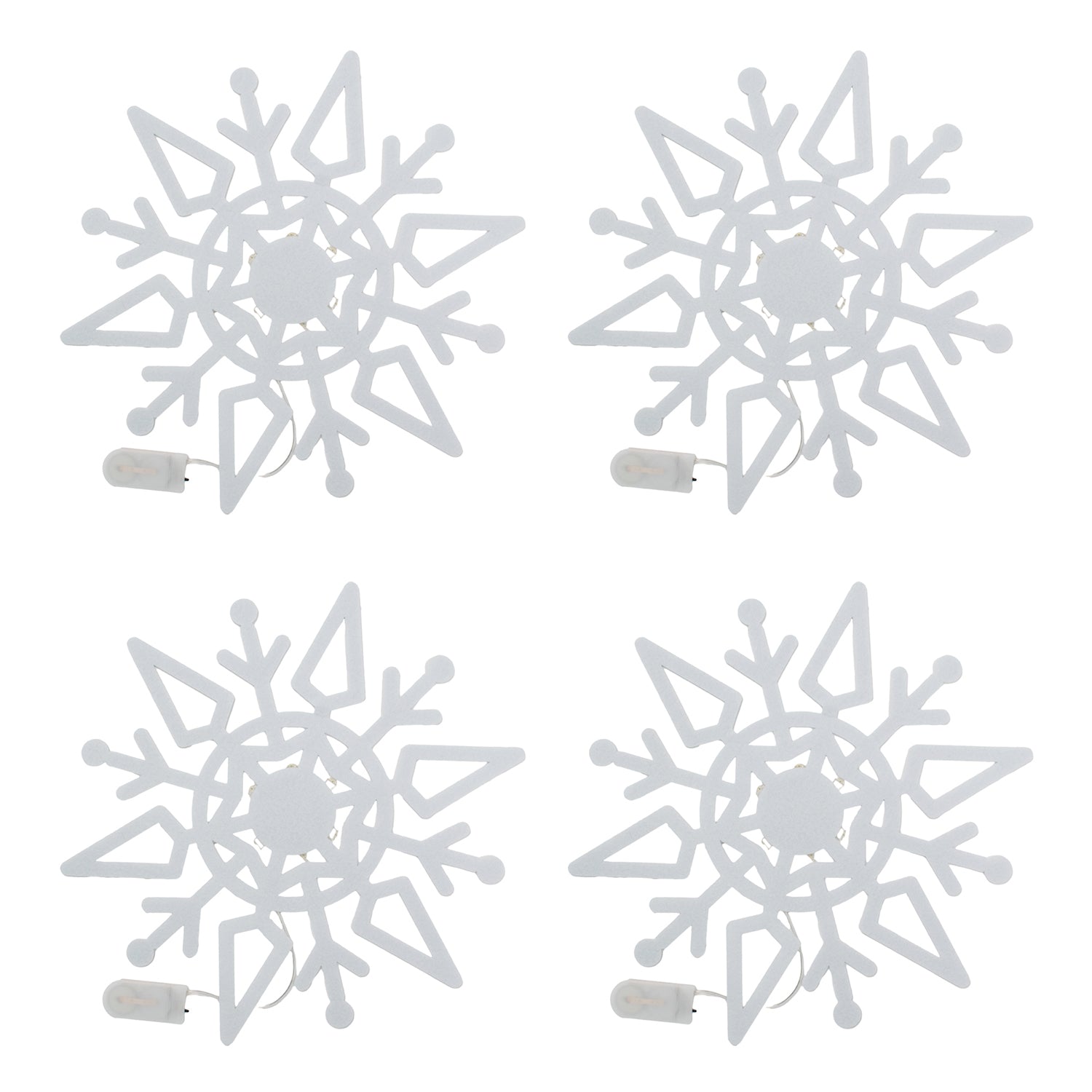 Set of 4 Christmas Felt Snowflake Table Decoration (Battery Operated) - White V32534209 0