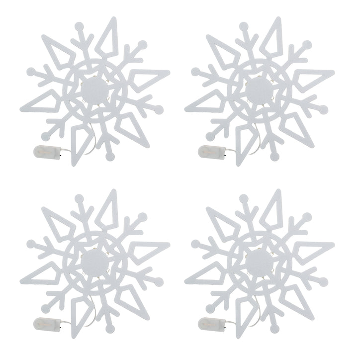 Set of 4 Christmas Felt Snowflake Table Decoration (Battery Operated) - White 7552751 1