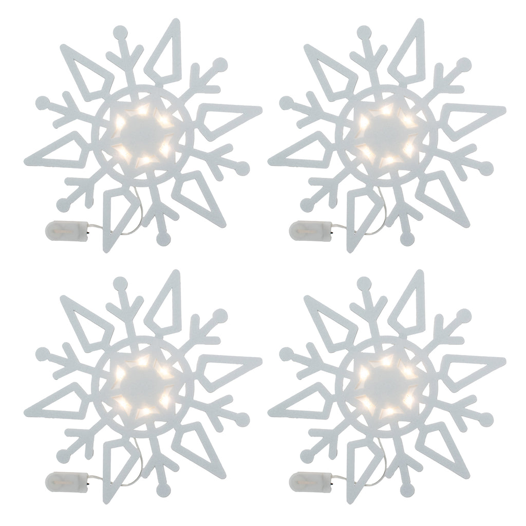 Set of 4 Christmas Felt Snowflake Table Decoration (Battery Operated) - White_7552751_1