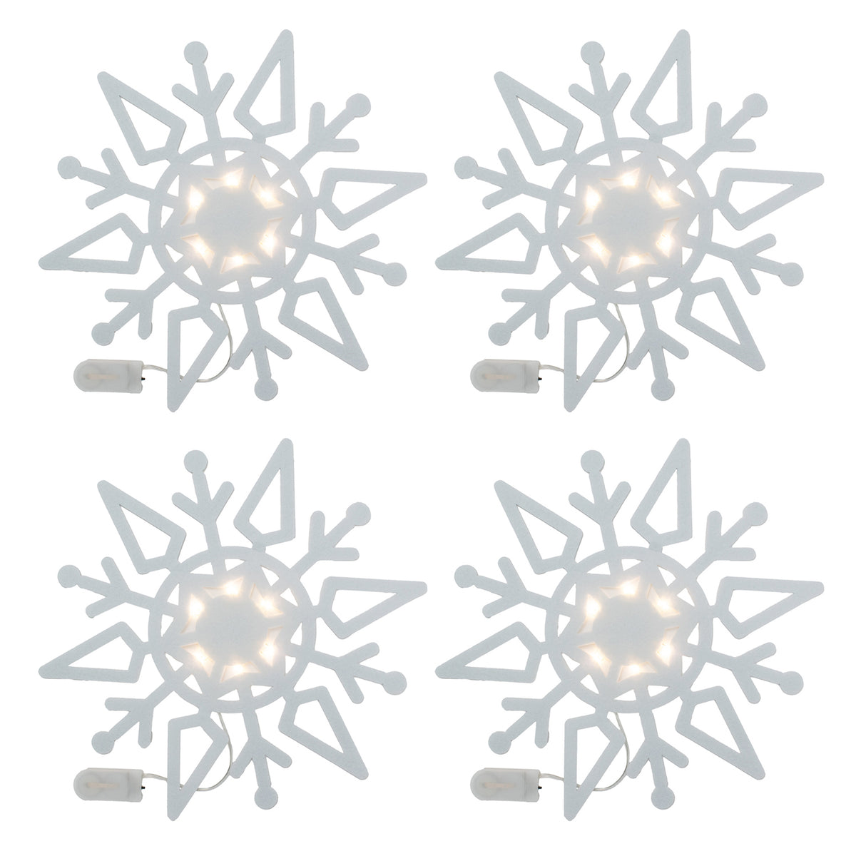 Set of 4 Christmas Felt Snowflake Table Decoration (Battery Operated) - White V32534209 1