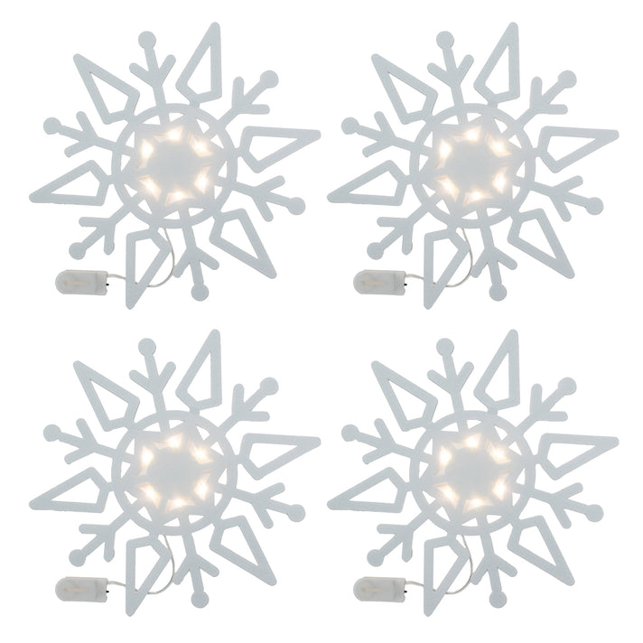 Set of 4 Christmas Felt Snowflake Table Decoration (Battery Operated) - White 7552751 2